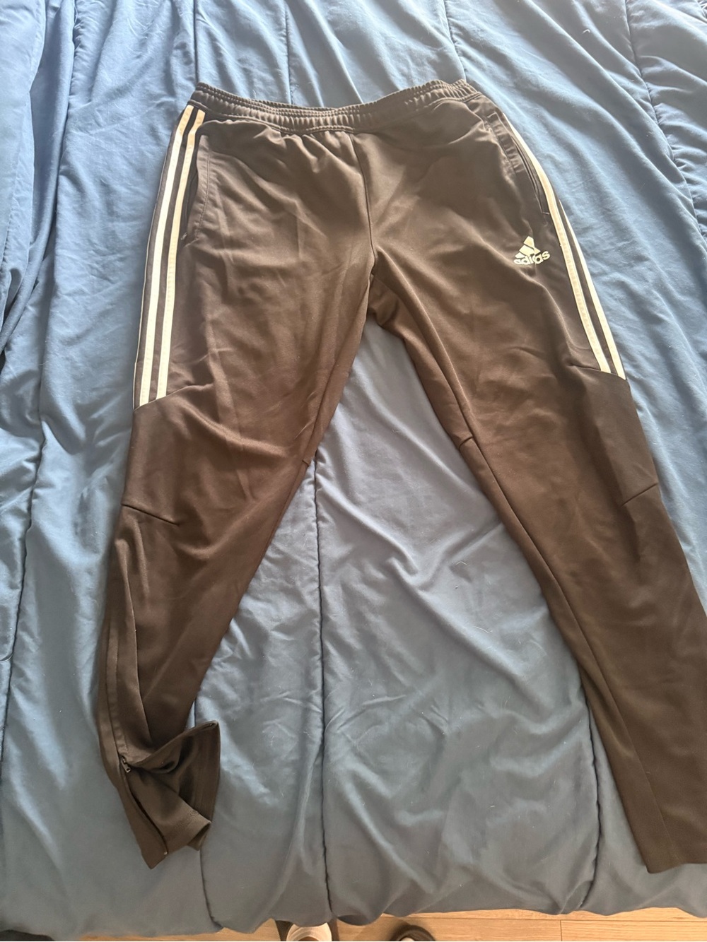 adidas Black Joggers with White Side Stripes